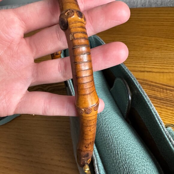 Vintage Gucci 2-Way Top Handle Crossbody Bag in Light Teal Suede - Picture 15 of 16